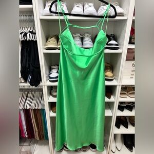 Zara Green Satin Slip Dress